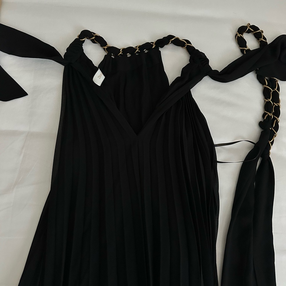 Elegant Black Dress with Chain Straps